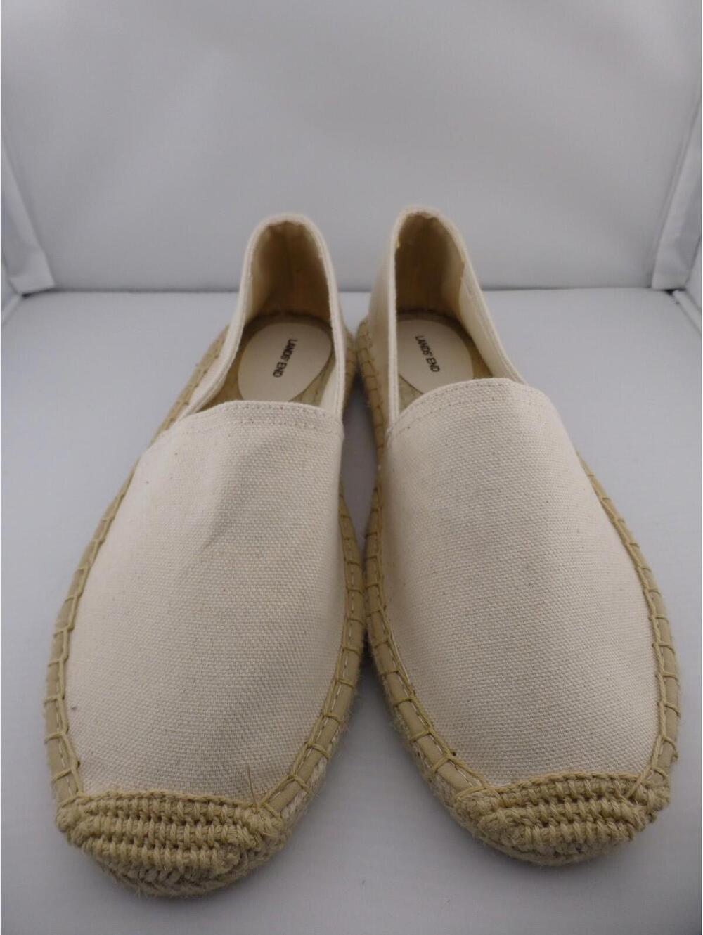 Lands' End Women's Natural Canvas Espadrille Flats Slip-On Shoes US 8 M3 - Picture 2 of 12